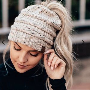 CC Mustard Yellow Boutique Beanie with opening for Hair or Bun Teen Adult